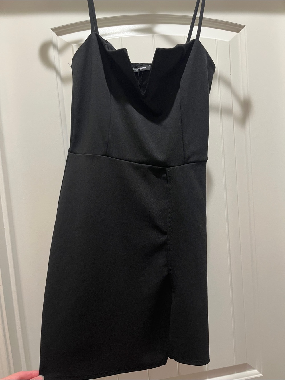 Fashion Nova Black Cowl Neck Spaghetti Strap Mini Dress